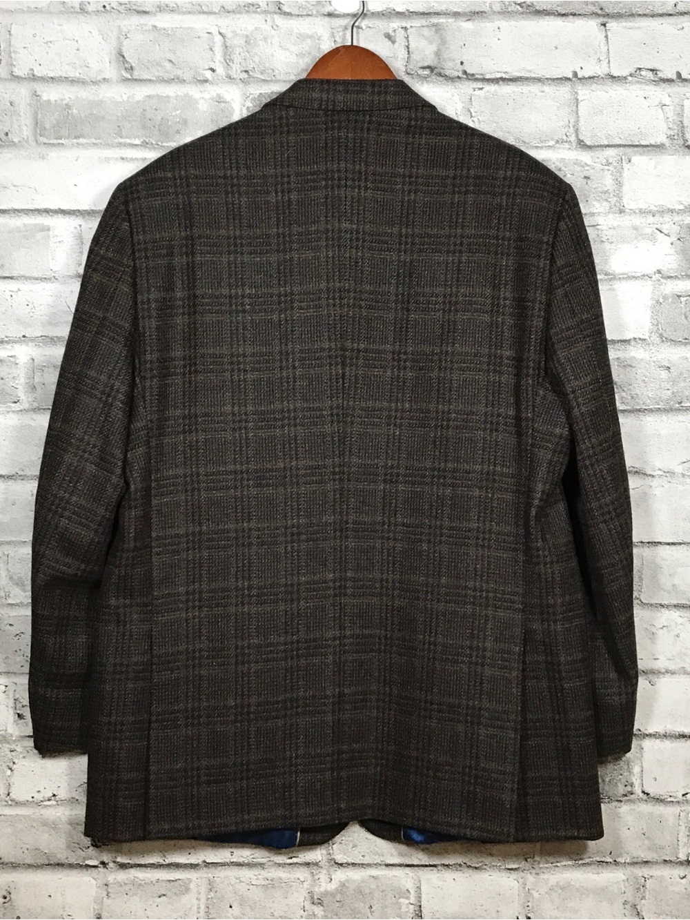 Men's Plaid Wool/Cashmere Blazer - Dark Brown/Gray - Picture 2 of 5